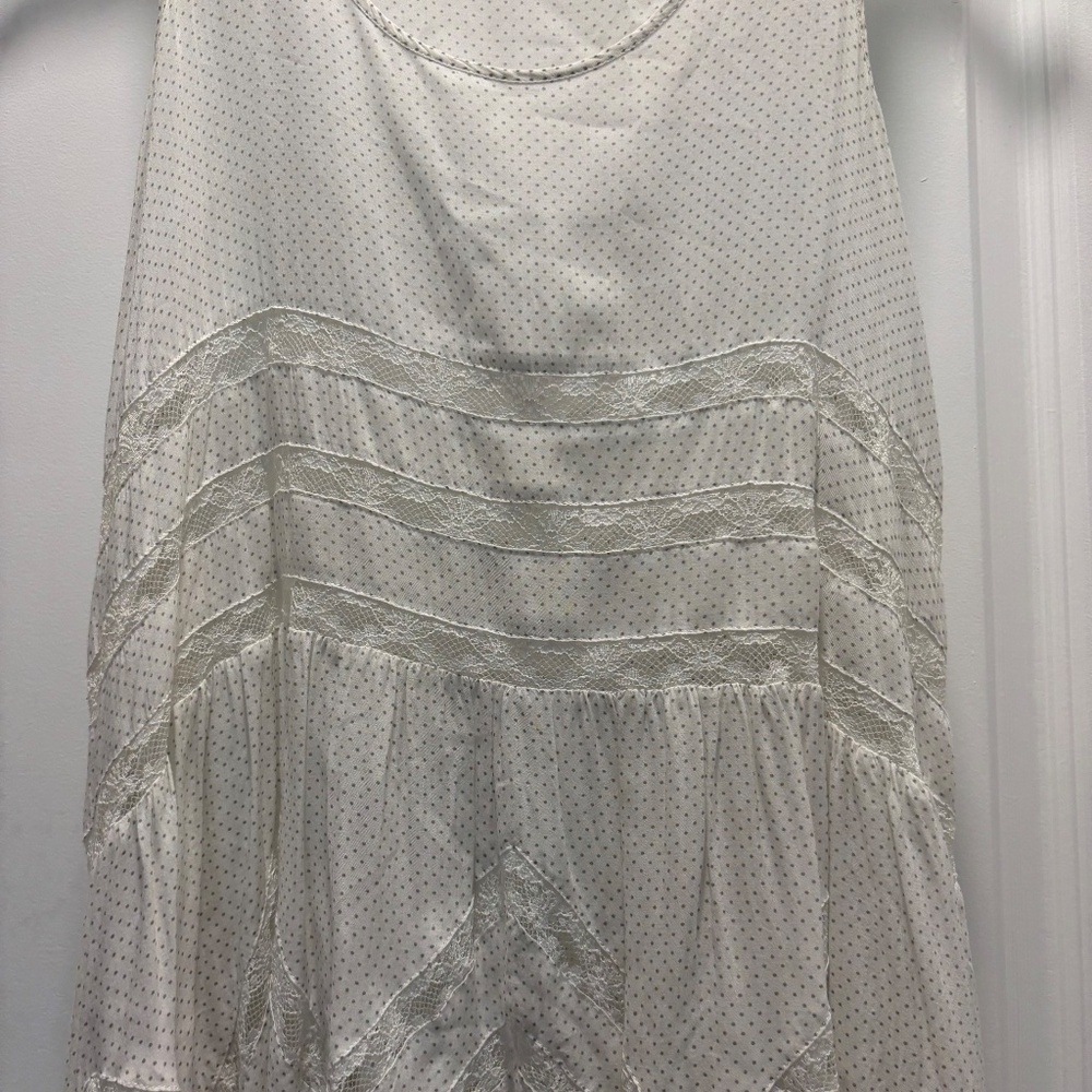 Intimately Free People Voile Trapeze Slip Dress White Polka Dot Lace Tunic Top - Picture 5 of 11